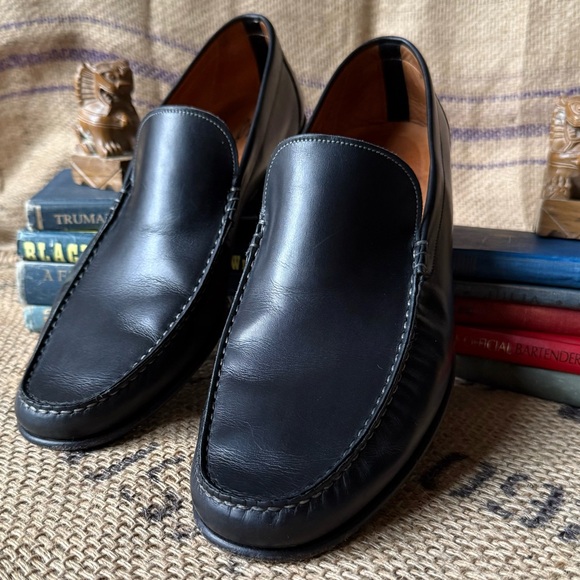 Santoni Black Leather Loafers main image 11